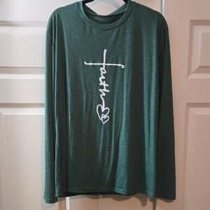 Green Long Sleeve Shirt with Cross Design
